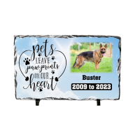 Personalised Slate - Paw Prints -19cm x 14cm - Glossy Finish 