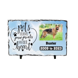 Personalised Slate - Paw Prints -19cm x 14cm - Glossy Finish 