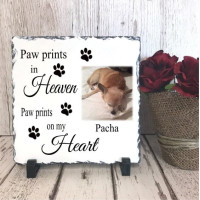 Personalised Slate - Paw Prints -20cm x 20cm - Glossy Finish 