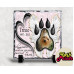  Pet Paw Print Memorial Slate (pink floral)  - 20cm x 20cm - Glossy Finish 
