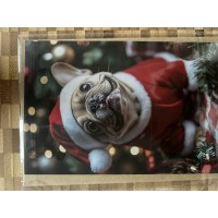 French bull dog in Santa suit Christmas card number 21 