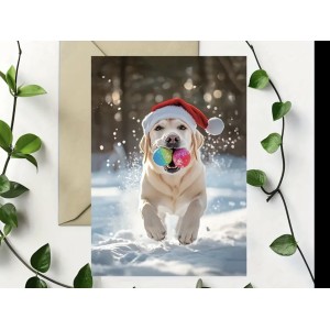 Doggy Christmas cards lab with baubles